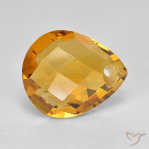 Citrino Naranja dorado intenso natural de 3.81 ct, En forma de pera, VVS-VS