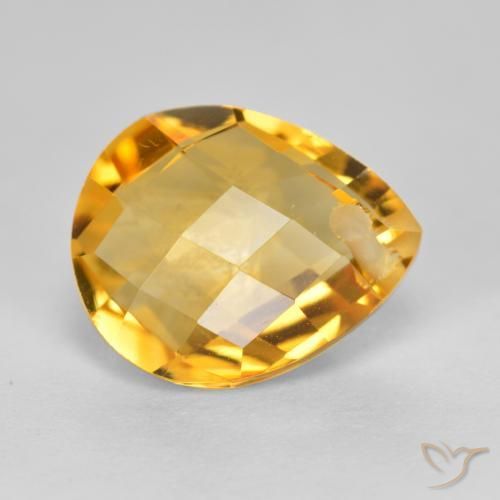 Citrino Naranja dorado natural de 3.88 ct, En forma de pera, VVS-VS