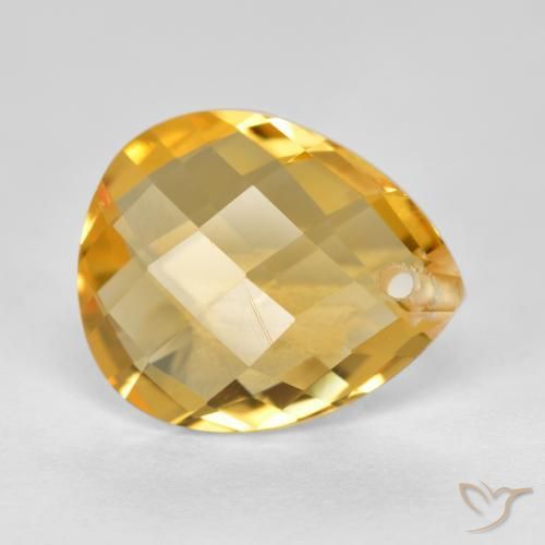 Citrino Dorado oscuro medio natural de 3.47 ct, En forma de pera, VVS-VS