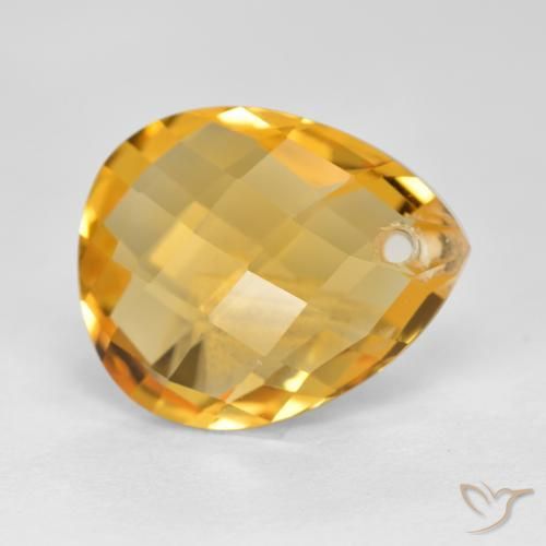 Citrino Dorado naranja claro medio natural de 3.53 ct, En forma de pera, VVS-VS