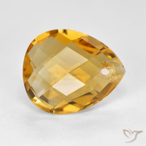 Citrino Dorado oscuro medio natural de 3.73 ct, En forma de pera, VVS-VS