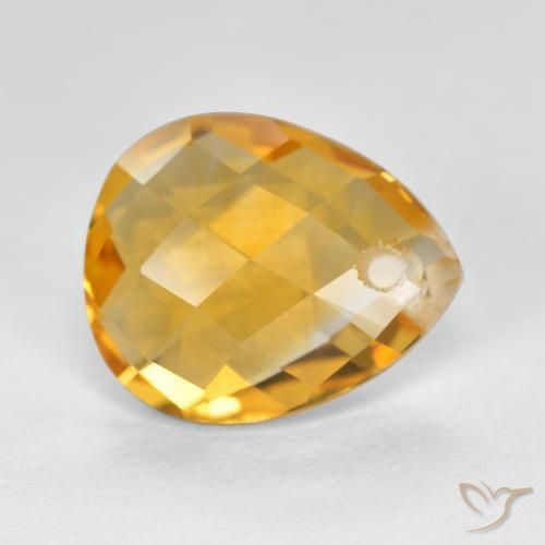 Citrino Naranja dorado intenso natural de 3.53 ct, En forma de pera, VVS-VS