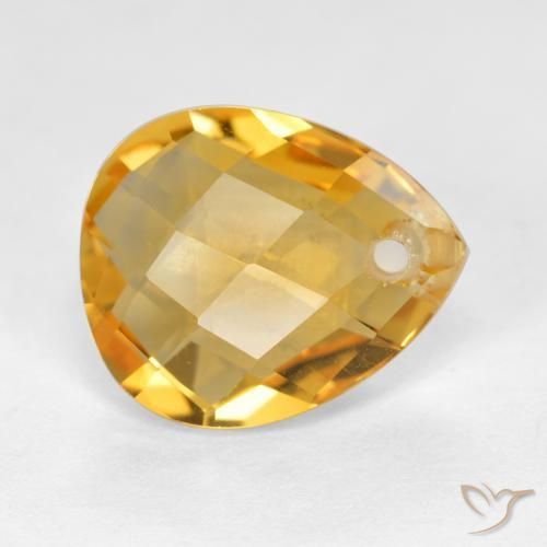 Citrino Naranja dorado intenso natural de 3.69 ct, En forma de pera, VVS-VS