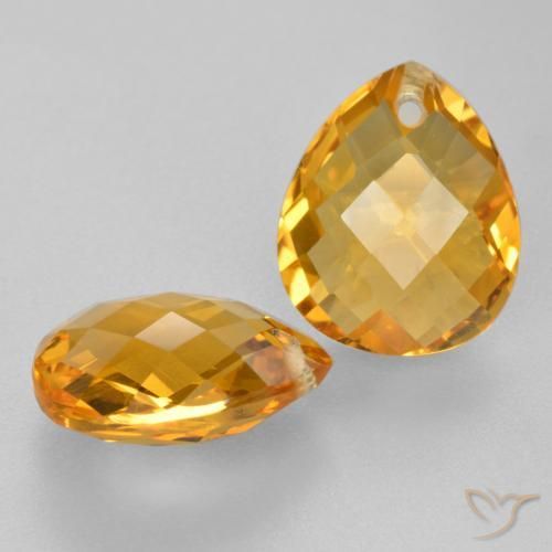 Gemas de Citrino Dorado naranja oscuro natural de 7.14 ct, En forma de pera, VVS-VS