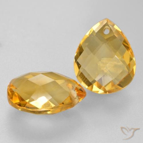 Gemas de Citrino Dorado oscuro medio natural de 7.73 ct, En forma de pera, VVS-VS