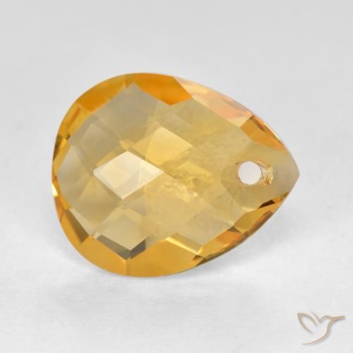 Citrino Dorado oscuro medio natural de 3.17 ct, En forma de pera, VVS-VS