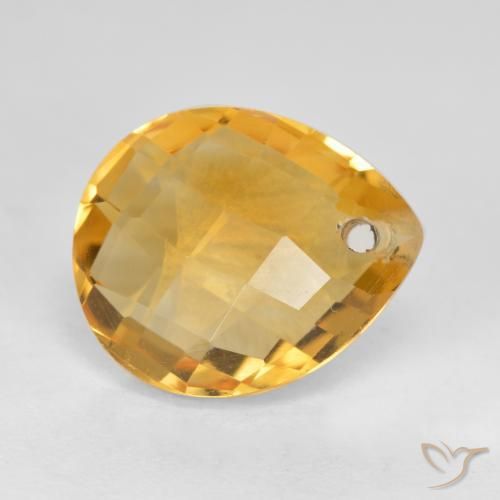 Citrino Naranja dorado intenso natural de 3.88 ct, En forma de pera, VVS-VS