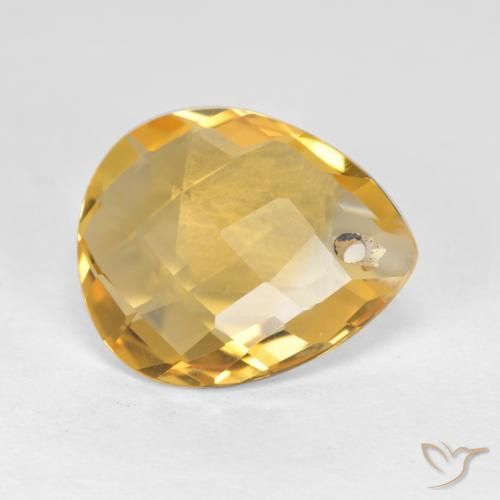 Citrino Dorado medio natural de 3.02 ct, En forma de pera, VVS-VS