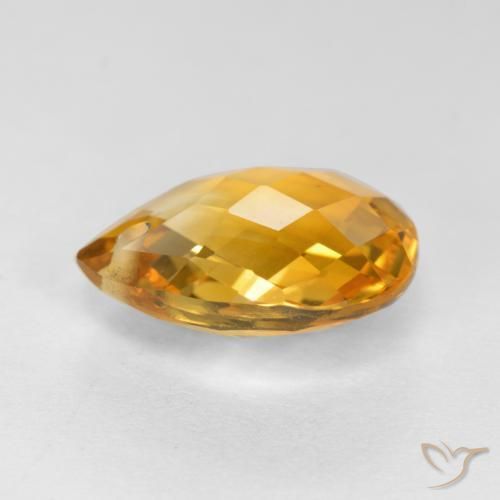 Citrino Naranja dorado intenso natural de 3.56 ct, En forma de pera, VVS-VS