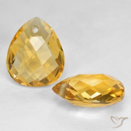 Gemas de Citrino Dorado oscuro medio natural de 7.20 ct, En forma de pera, VVS-VS