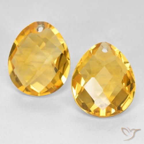 7.09ctw Natural Naranja dorado intenso Citrino, En forma de pera, VVS-VS