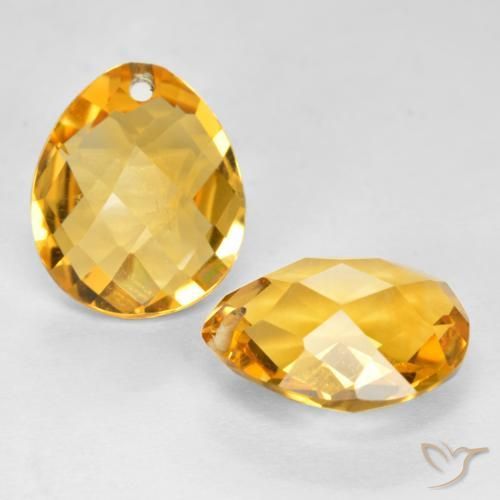 Gemas de Citrino Naranja dorado intenso natural de 7.09 ct, En forma de pera, VVS-VS
