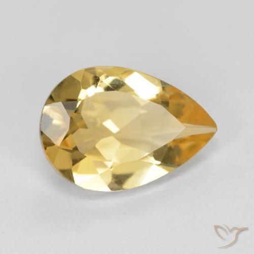 Citrino Dorado medio natural de 1.63 ct, En forma de pera, VVS-VS