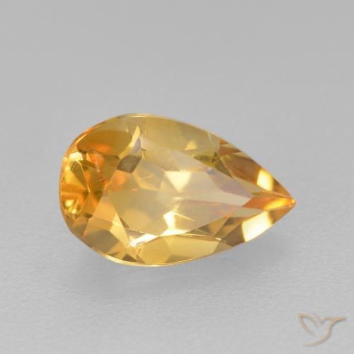 Citrino Dorado oscuro medio natural de 0.77 ct, En forma de pera, VS
