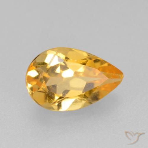 Citrino Dorado oscuro medio natural de 0.77 ct, En forma de pera, VS