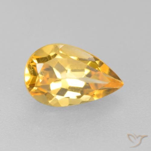 Citrino Dorado medio natural de 0.85 ct, En forma de pera, VS