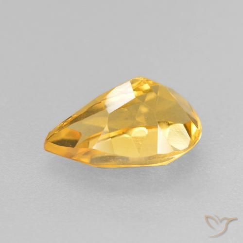 Citrino Dorado medio natural de 0.85 ct, En forma de pera, VS
