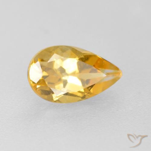 Citrino Dorado medio natural de 0.82 ct, En forma de pera, VS