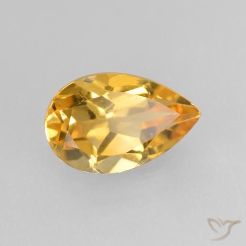 Citrino Dorado oscuro natural de 0.87 ct, En forma de pera, VS