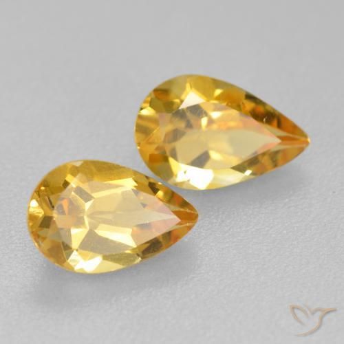 Gemas de Citrino Naranja dorado intenso natural de 1.61 ct, En forma de pera, VS