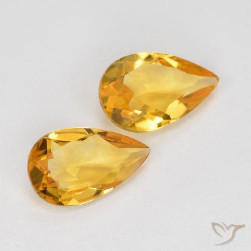 Gemas de Citrino Naranja dorado natural de 1.21 ct, En forma de pera, VS