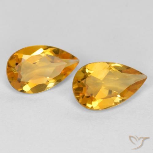 Gemas de Citrino Dorado naranja oscuro natural de 1.40 ct, En forma de pera, VS