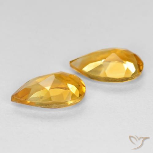 Gemas de Citrino Dorado naranja oscuro natural de 1.40 ct, En forma de pera, VS