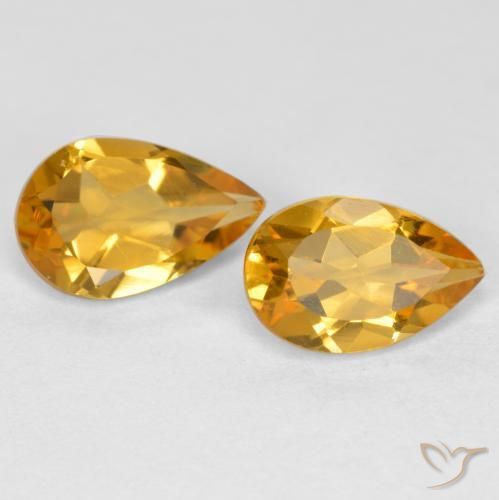 Gemas de Citrino Naranja dorado intenso natural de 1.58 ct, En forma de pera, VS