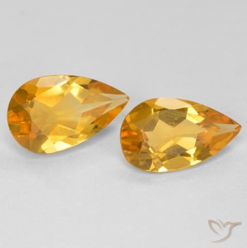 Gemas de Citrino Dorado oscuro natural de 1.38 ct, En forma de pera, VS