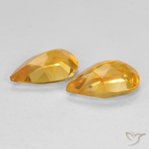 Gemas de Citrino Dorado oscuro natural de 1.38 ct, En forma de pera, VS