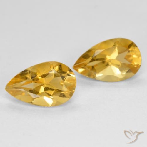 1.58ctw Natural Naranja dorado Citrino, En forma de pera, VS