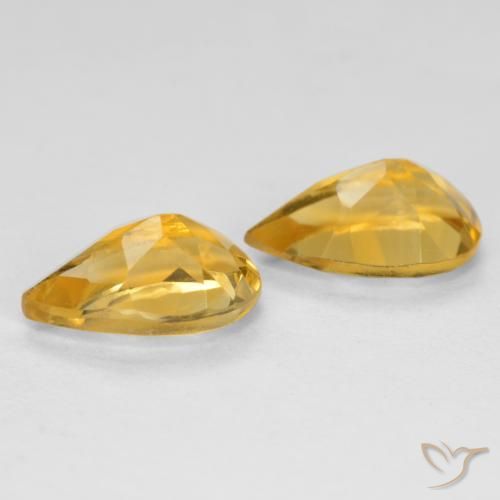 Gemas de Citrino Naranja dorado natural de 1.58 ct, En forma de pera, VS