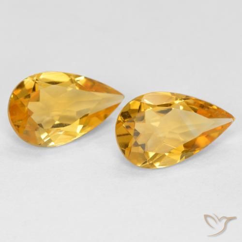 Gemas de Citrino Dorado oscuro medio natural de 1.23 ct, En forma de pera, VS