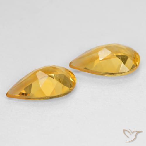 Gemas de Citrino Dorado oscuro medio natural de 1.23 ct, En forma de pera, VS