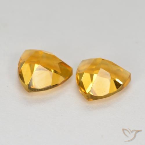 Gemas de Citrino Dorado oscuro natural de 1.44 ct, Trillón, VVS-VS