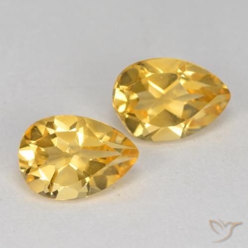 Gemas de Citrino Dorado oscuro medio natural de 1.39 ct, En forma de pera, VS