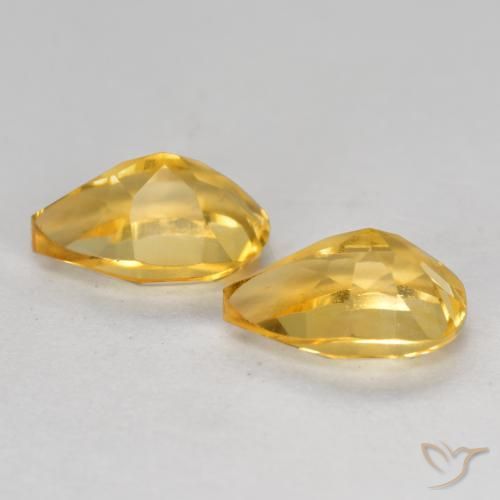 Gemas de Citrino Dorado oscuro medio natural de 1.39 ct, En forma de pera, VS