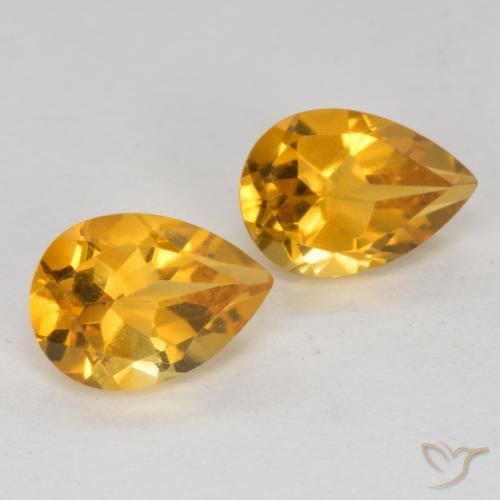Gemas de Citrino Dorado naranja oscuro natural de 1.40 ct, En forma de pera, VS