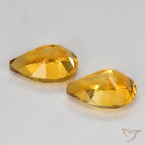 Gemas de Citrino Dorado naranja oscuro natural de 1.40 ct, En forma de pera, VS