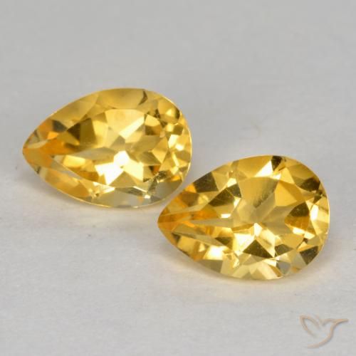 1.48ctw Natural Dorado oscuro medio Citrino, En forma de pera, VS