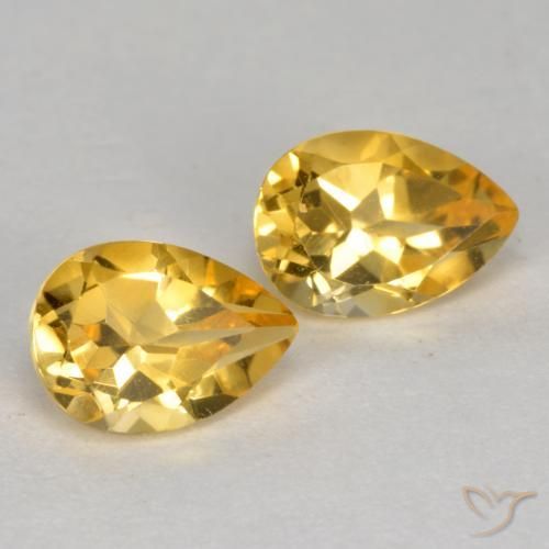 Gemas de Citrino Dorado oscuro medio natural de 1.48 ct, En forma de pera, VS