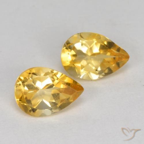 Gemas de Citrino Dorado oscuro medio natural de 1.22 ct, En forma de pera, VS