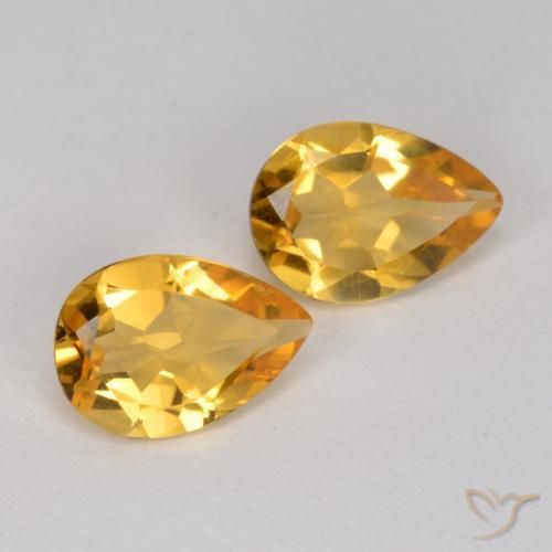 Gemas de Citrino Naranja dorado intenso natural de 1.10 ct, En forma de pera, VS