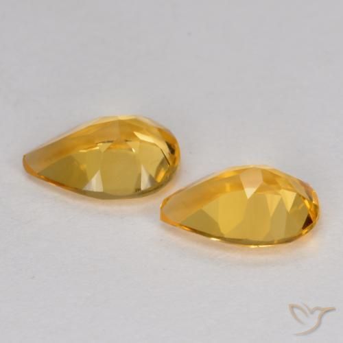 Gemas de Citrino Naranja dorado intenso natural de 1.10 ct, En forma de pera, VS