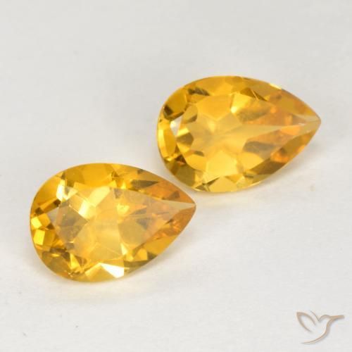 Gemas de Citrino Dorado claro natural de 1.26 ct, En forma de pera, VS