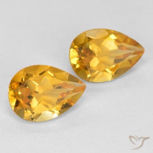 Gemas de Citrino Naranja dorado intenso natural de 1.31 ct, En forma de pera, VS