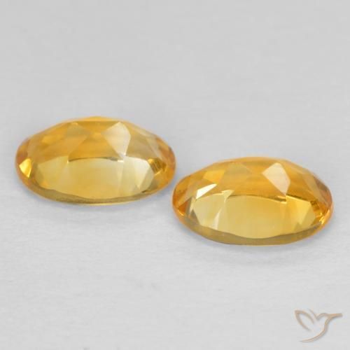 Gemas de Citrino Dorado oscuro medio natural de 0.84 ct, Ovalada, VS