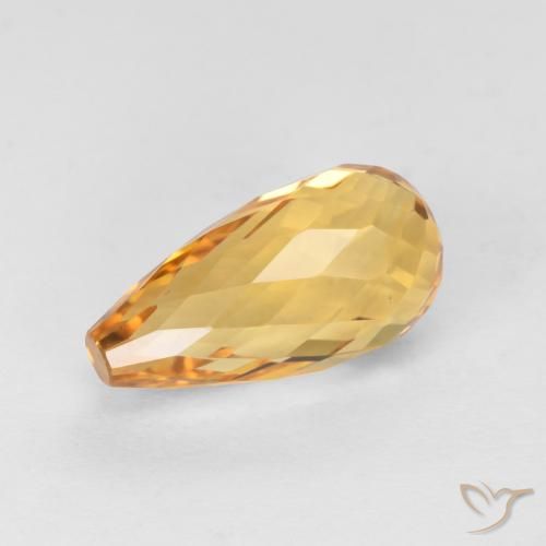 2.99ct Natural Dorado naranja Citrino, Corte Briolette, VVS-VS