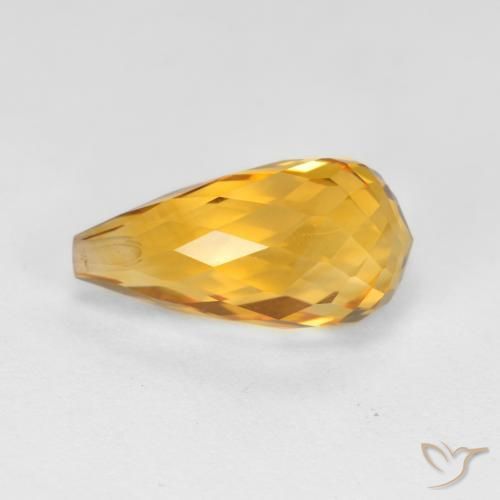 Citrino Dorado naranja natural de 4.40 ct, Corte Briolette, VVS-VS