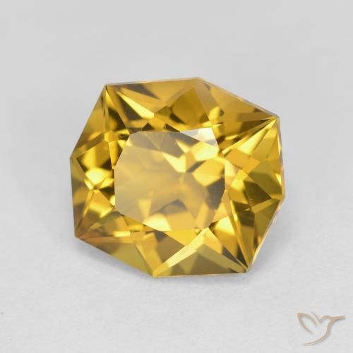Citrino Dorado medio natural de 3.20 ct, Corte Octágono / Esmeralda, VVS